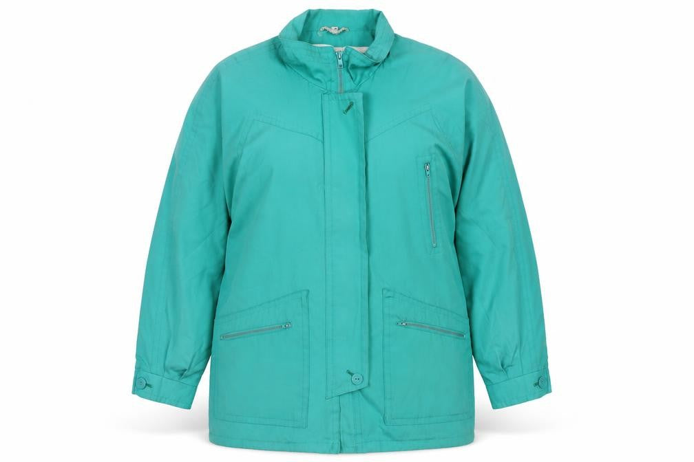 Front view of Telesport women’s green jacket, size UK 10, button