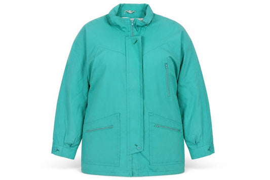 Front view of Telesport women’s green jacket, size UK 10, button