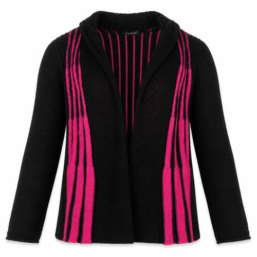 Impulse Womens Black Collared Striped Acrylic Cardigan Jumper Size M