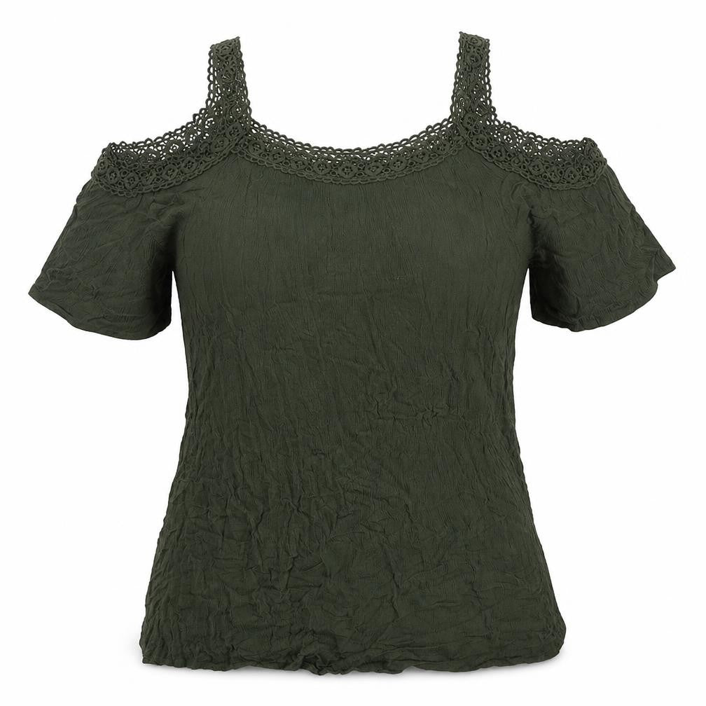 Papaya Womens Green  Viscose Mini  Size S  V-Neck Pullover - Beach cover up