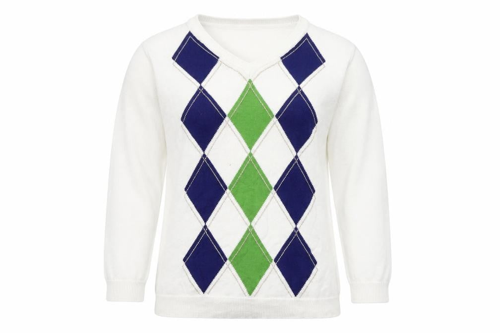 Front view of Liz Claiborne women’s multicoloured cotton pullover sweatshirt, size M