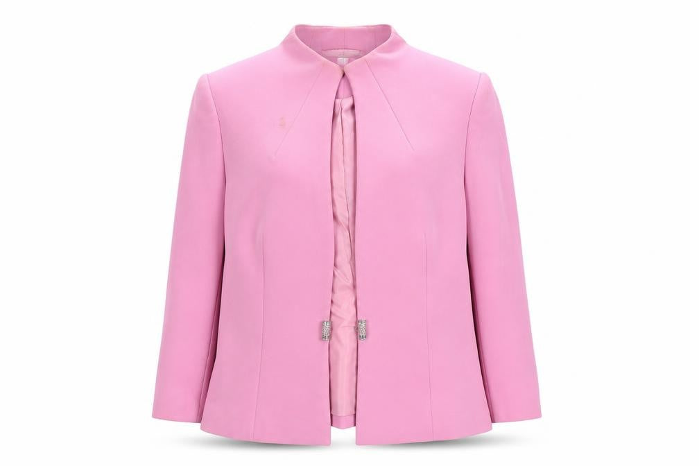 Front view of Venini women’s pink jacket poncho, size UK 10