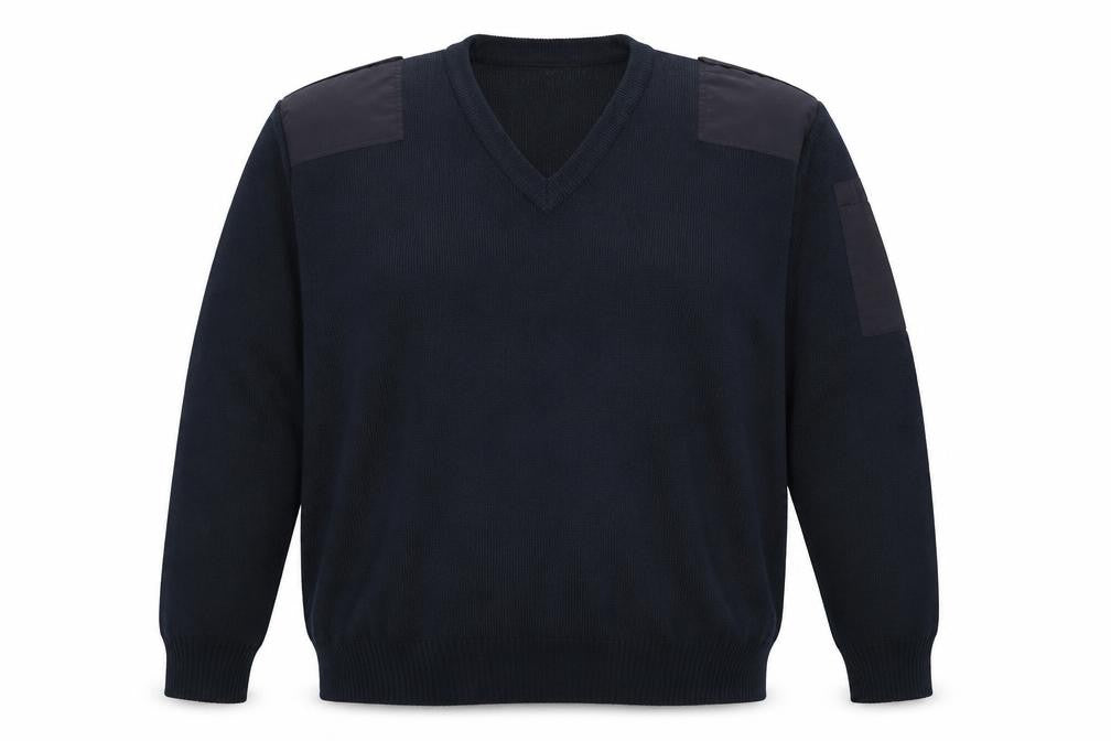 Front view of fasttrack men’s blue acrylic pullover sweatshirt, size 2XL