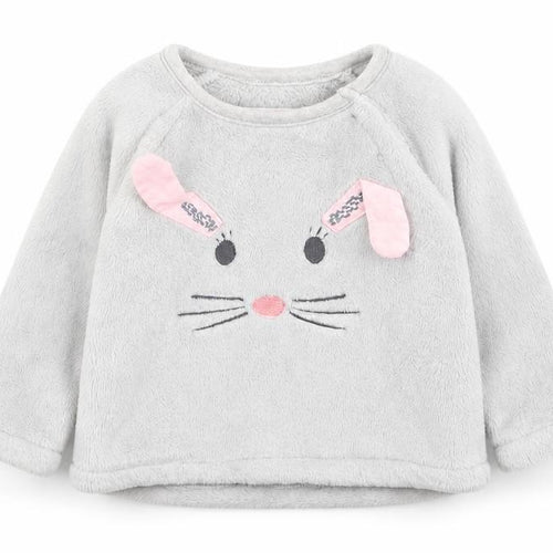 F&F Girls Grey Solid Cotton Cami Pyjama Top Size 3-6 Months   - Bunnies