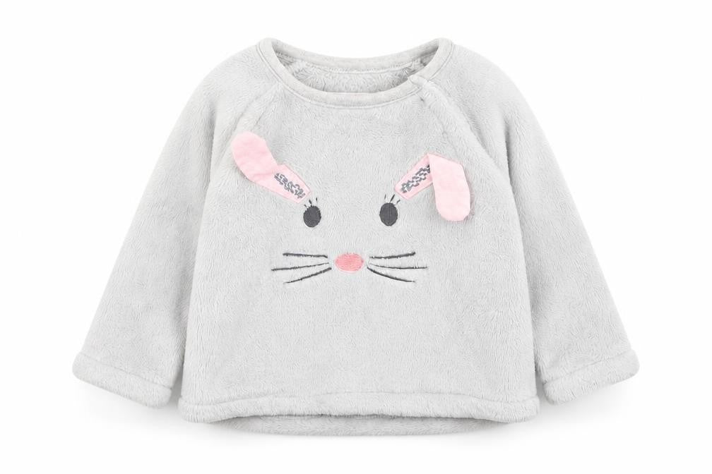 F&F Girls Grey Solid Cotton Cami Pyjama Top Size 3-6 Months   - Bunnies