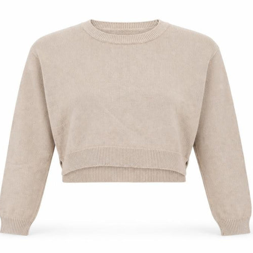 Forever 21  Womens Beige Crew Neck  Cotton Pullover Jumper Size M
