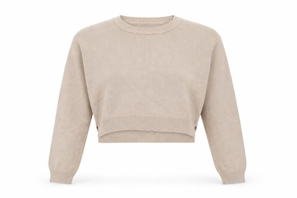 Forever 21  Womens Beige Crew Neck  Cotton Pullover Jumper Size M