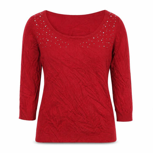 Marks and Spencer Womens Red Scoop Neck  Viscose Pullover Jumper Size 6
