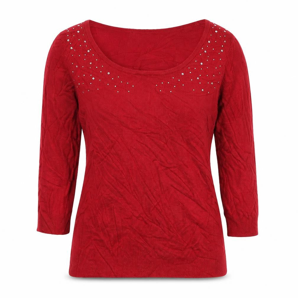 Marks and Spencer Womens Red Scoop Neck  Viscose Pullover Jumper Size 6