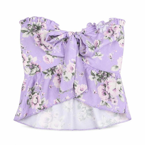 PARISIAN SIGNATURE Womens Purple Floral Polyester Basic Tank Size 8 Off the Shoulder