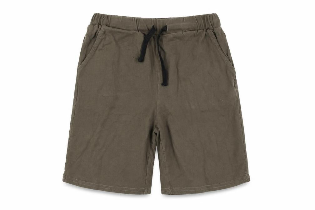 Front view of SHEIN boys’ green polyester sweat shorts, size 9-10, years regular