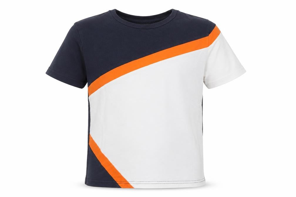 Front view of SHEIN boys’ blue cotton basic t-shirt, size 9-10, years round neck pullover