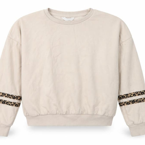 Marks and Spencer Girls Beige Scoop Neck Animal Print Cotton Pullover Jumper Size 12-13 Years