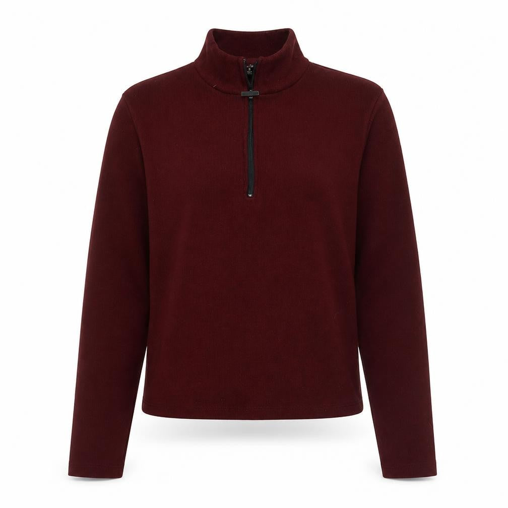Front view of Bershka women’s red polyester pullover sweatshirt, size L