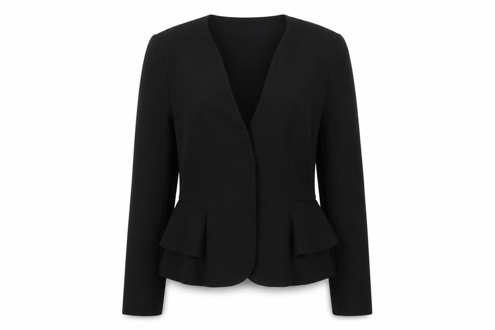 Front view of Topshop women’s black jacket blazer, size UK 8