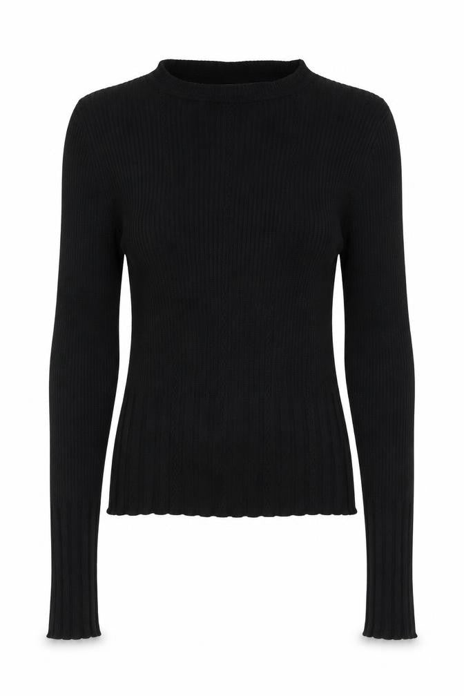 Topshop Womens Black Round Neck  Acrylic Pullover Jumper Size S