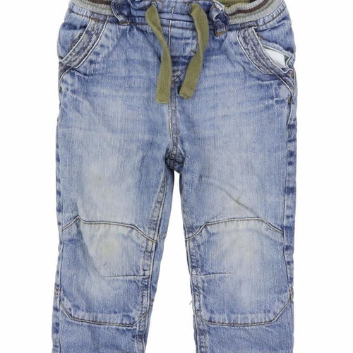 Mothercare Boys Blue  Cotton Capri Jeans Size 12-18 Months  Drawstring