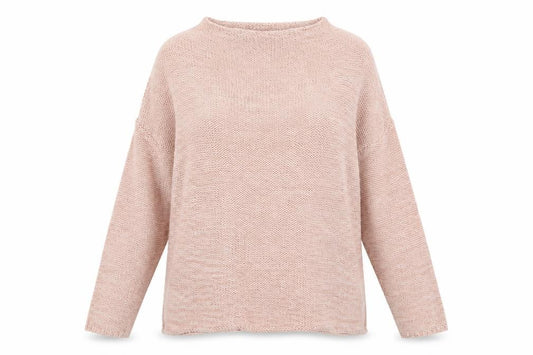 Front view of Atmosphere women’s pink round neck polyester jumper, size UK 8
