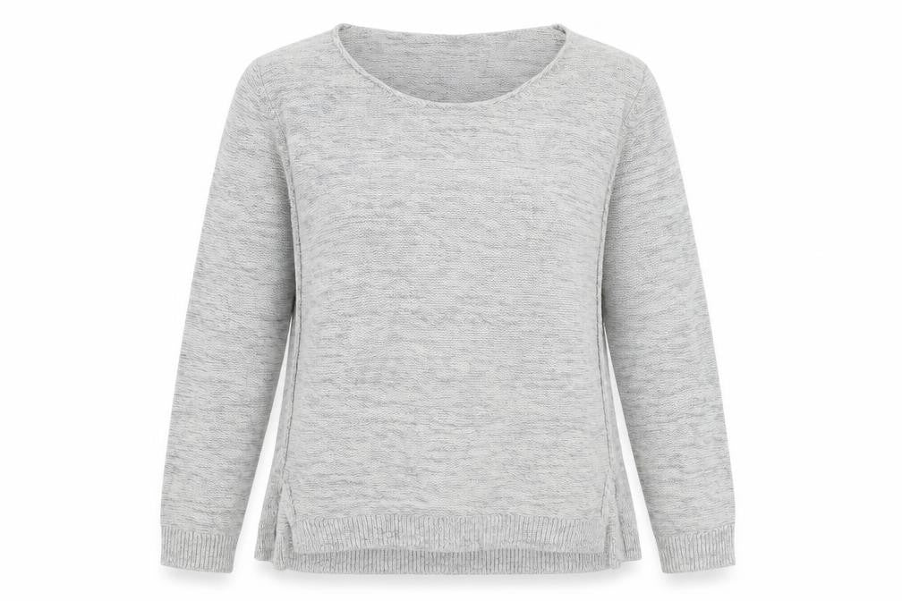 Front view of Gap women’s grey round neck 100% cotton jumper, size XL