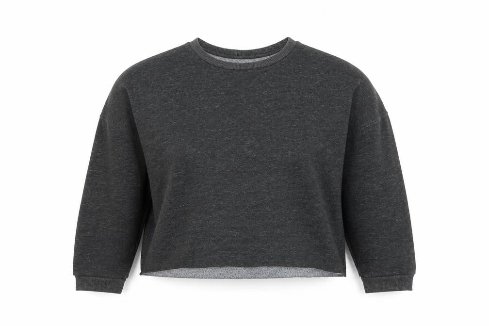 Front view of Primark women’s grey polyester pullover sweatshirt, size UK 14, - cropped. 14/16