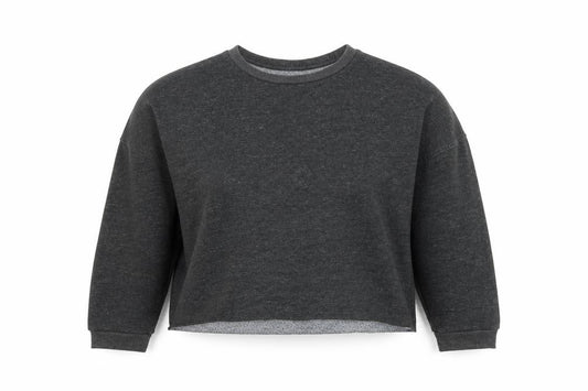 Front view of Primark women’s grey polyester pullover sweatshirt, size UK 14, - cropped. 14/16