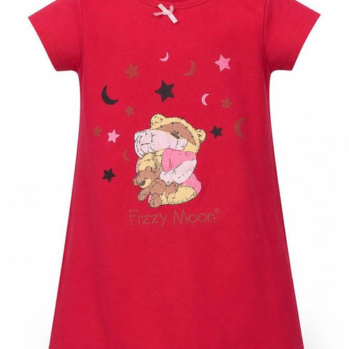 Papermoon Girls Pink Solid Polyester Top Nightshirt Size 3-4 Years   - Teddy bear