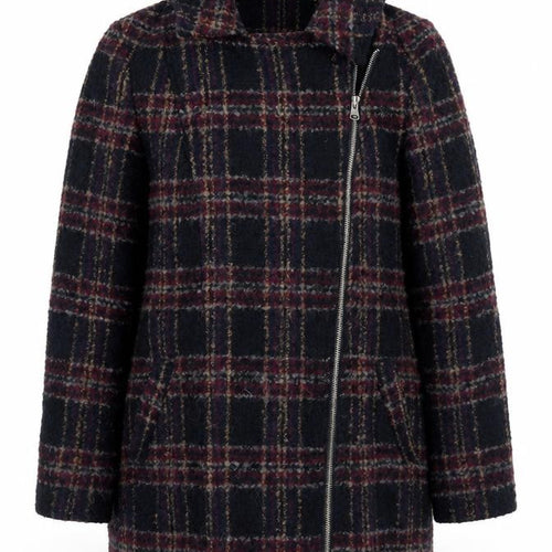 Marks and Spencer Womens Black Plaid  Pea Coat Coat Size 10  Zip