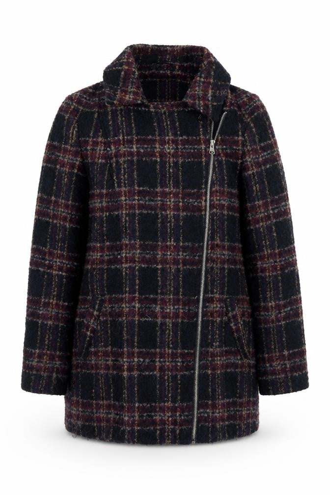 Marks and Spencer Womens Black Plaid  Pea Coat Coat Size 10  Zip