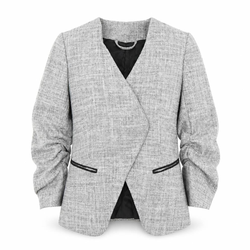 Front view of H&M women’s grey jacket, size UK 6