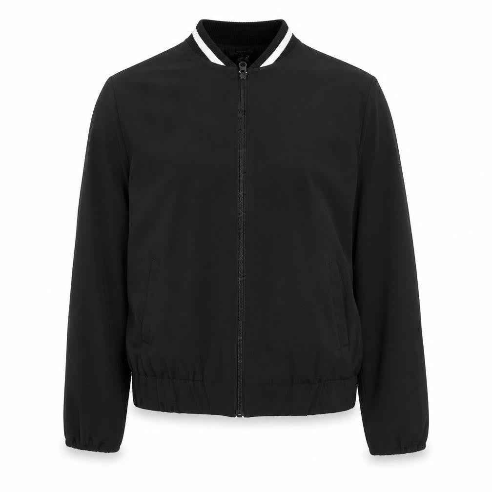 Front view of Atmosphere women’s black jacket, size UK 12, zip
