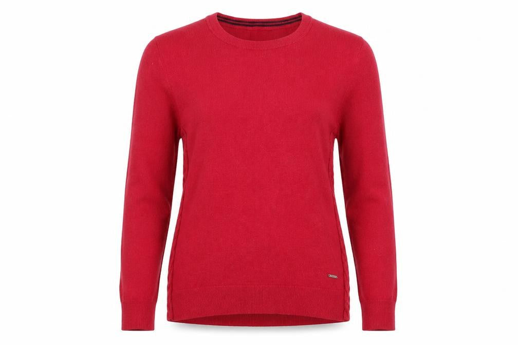 Front view of Nautica women’s pink round neck cotton jumper, size L