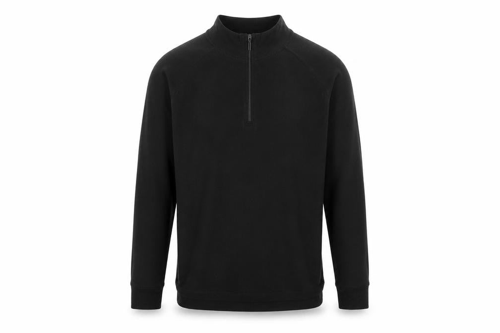 Front view of Parallel men’s black polyester pullover sweatshirt, size S
