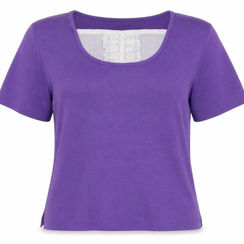 BM Womens Purple Scoop Neck  Cotton Pullover Jumper Size S