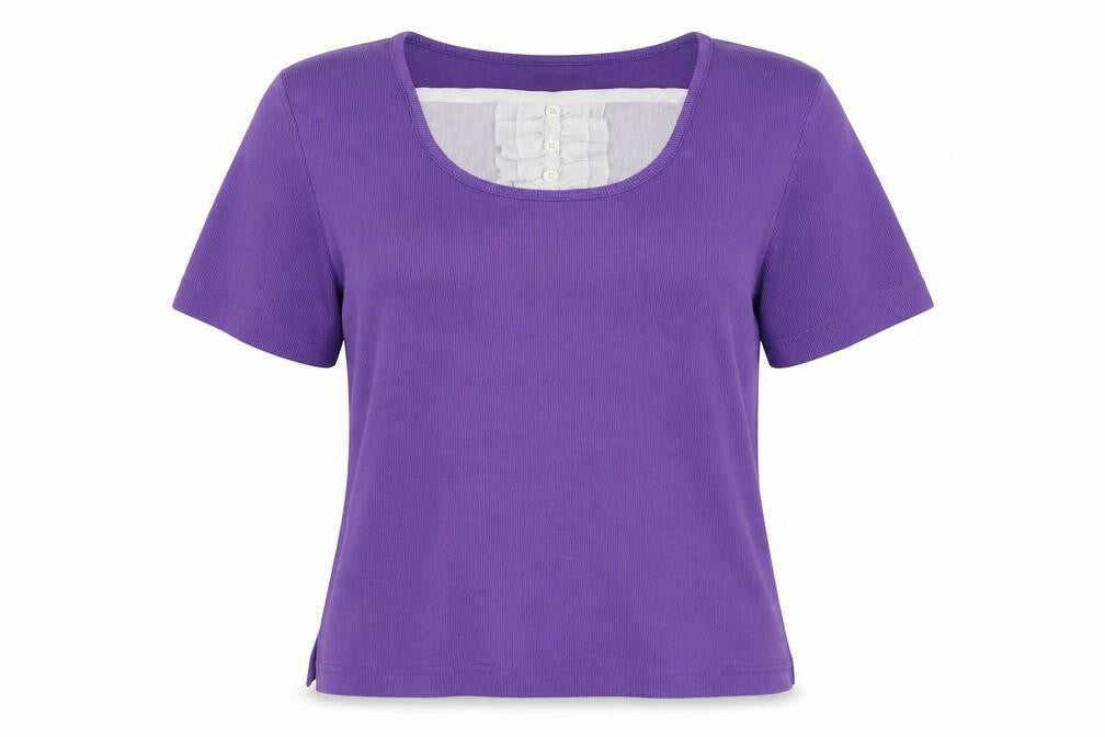 BM Womens Purple Scoop Neck  Cotton Pullover Jumper Size S