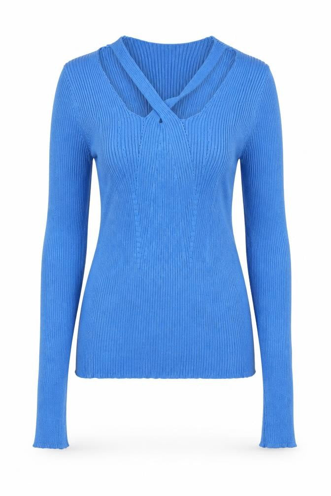 Brave Soul Womens Blue Scoop Neck  Viscose Pullover Jumper Size S