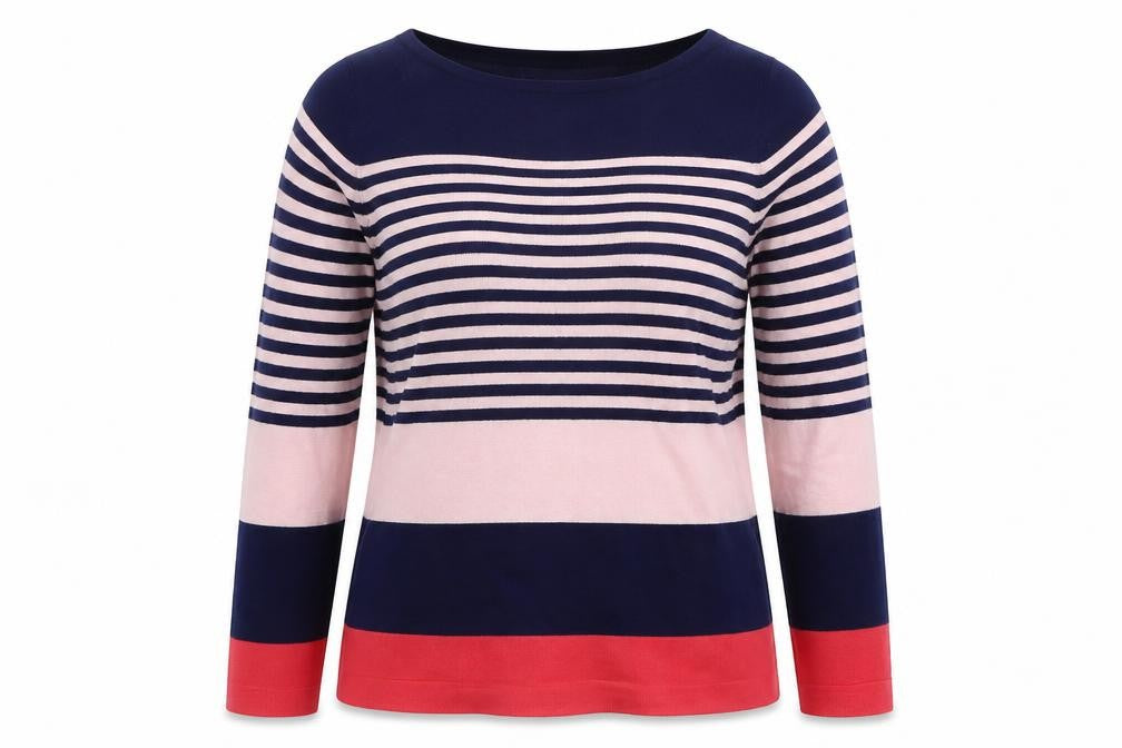 Nutmeg Womens Pink Boat Neck Striped Viscose Pullover Jumper Size 10