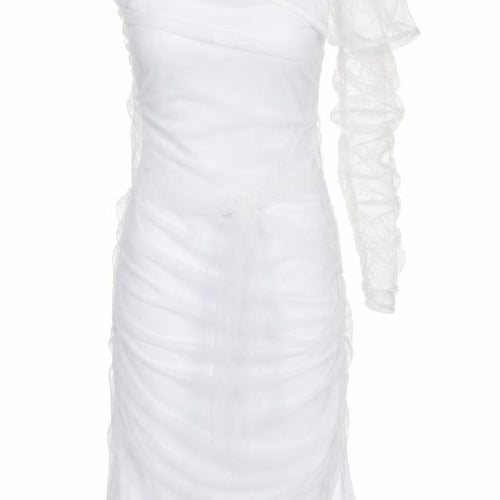 CBR Womens White  Polyester Bodycon  Size L  Off the Shoulder Zip
