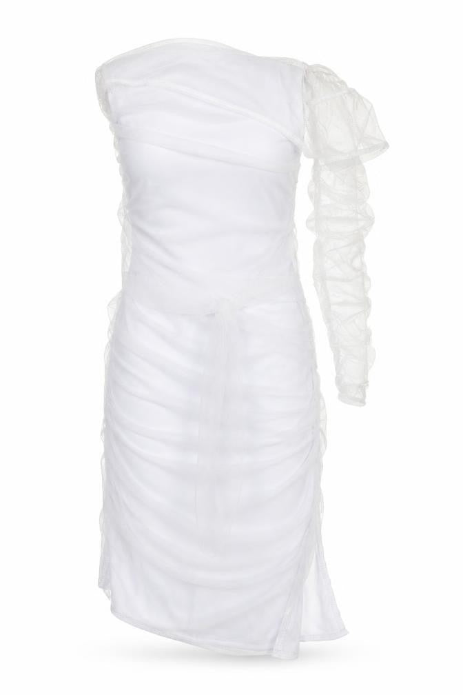 CBR Womens White  Polyester Bodycon  Size L  Off the Shoulder Zip