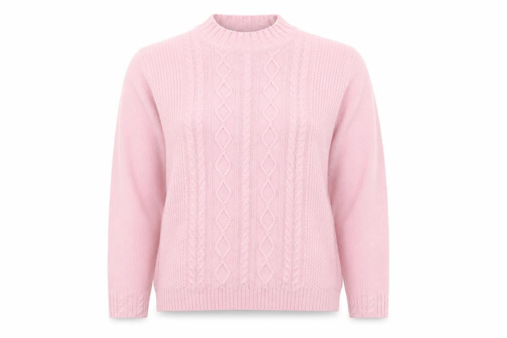 Isle Womens Pink Mock Neck  Acrylic Pullover Jumper Size 14