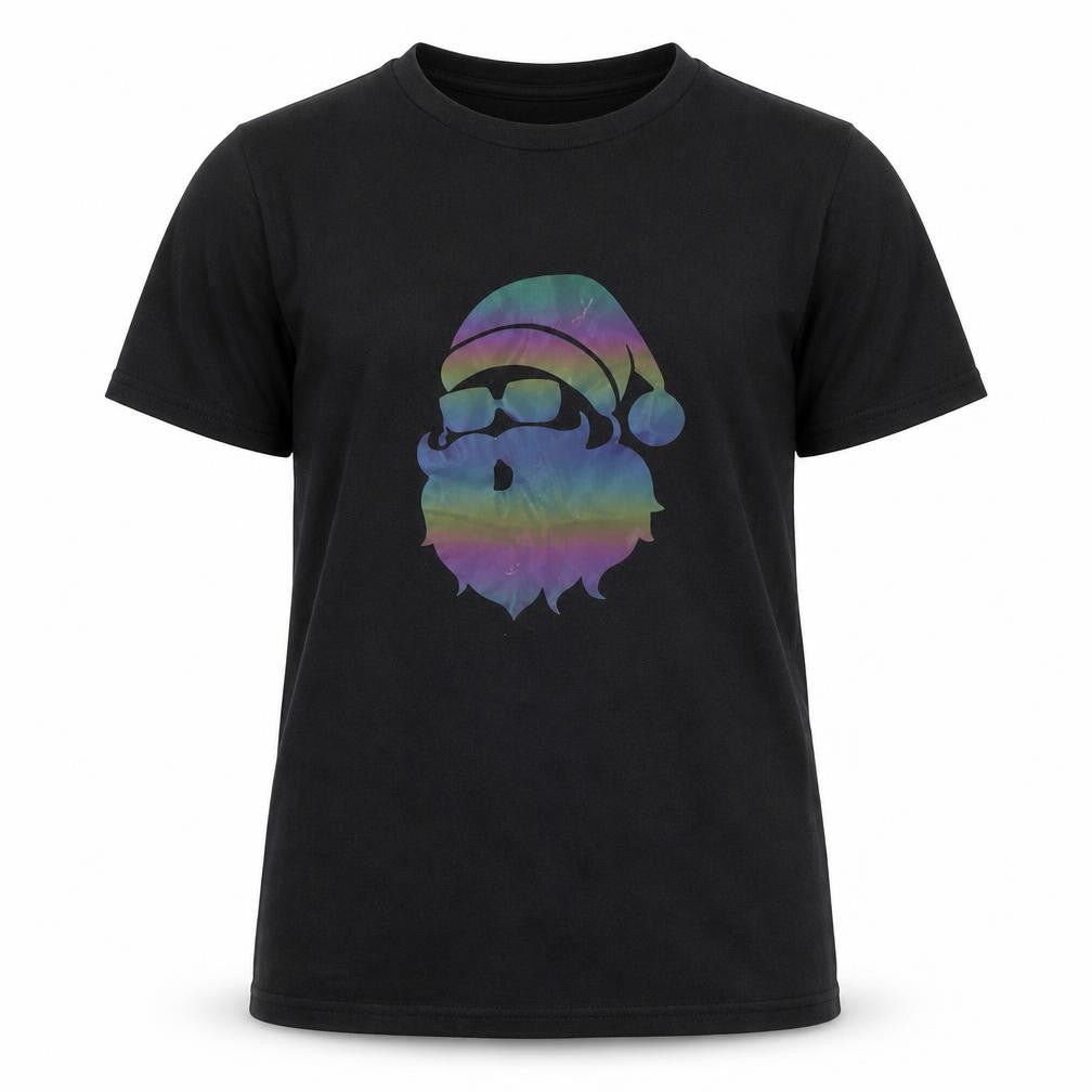 Front view of SHEIN girls’ black polyester basic t-shirt, size 8, years crew neck - christmas