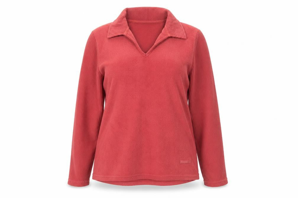Front view of M&Co women’s pink polyester pullover sweatshirt, size M, pullover