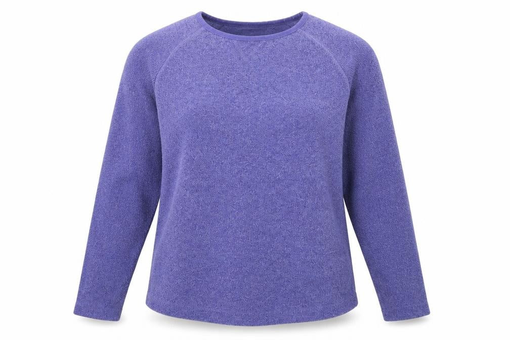 Front view of Para women’s purple scoop neck polyester jumper, size M