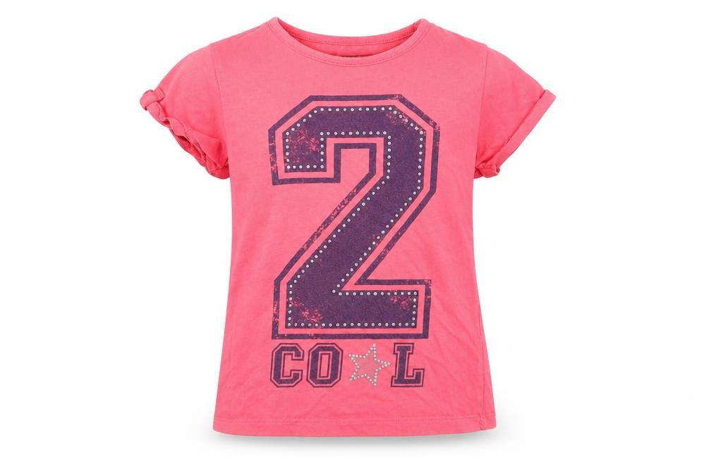 Dunnes Stores Girls Pink  Cotton Basic T-Shirt Size 7 Years Crew Neck