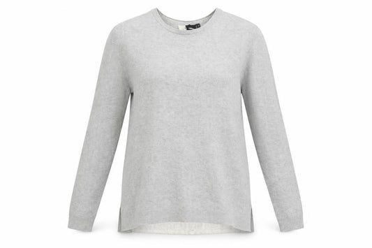 Front view of ASOS women’s grey crew neck cotton jumper, size UK 10