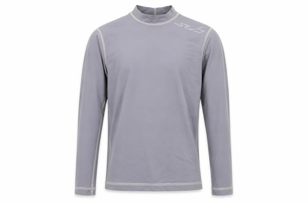 Front view of SUD Sports boys’ grey nylon basic t-shirt, size M, high neck