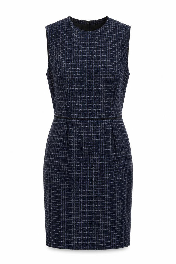 Warehouse Womens Blue  Polyester Pencil Dress  Size 12  Round Neck Zip
