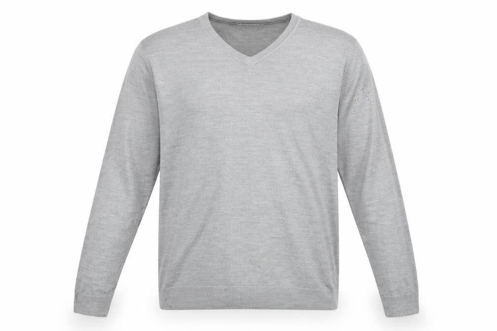 Burton Mens Grey V-Neck  Acrylic Pullover Jumper Size 2XL