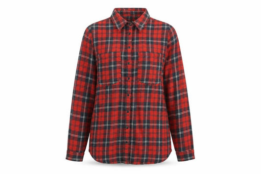 Front view of River Island women’s multicoloured check 100% cotton jersey button-up, size UK 8, collared