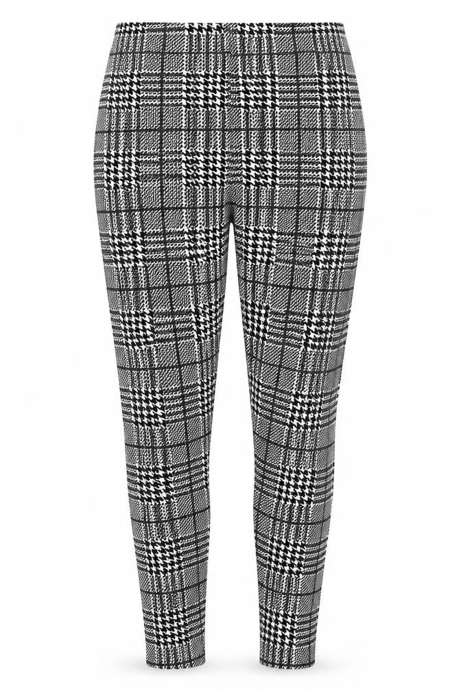 Front view of SHEIN women’s multicoloured houndstooth polyester jogger leggings, 26-inch leg
