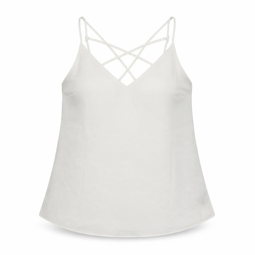 Front view of Next women’s ivory polyester basic blouse, size UK 12, halter